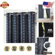 Versatile Boho Geometric Blackout Window Drapes - 63 Inch Grommet Top (Set of 2)