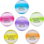 Foam Dodgeball Set - Soft Skin, Low Bounce, Dream Rainbow Color, Perfect for Outdoor, Backyard Games - Set of 6 with Mesh Storage Bag for Kids and Adults Playground Balls