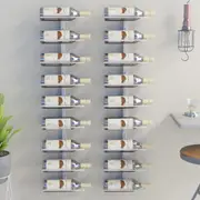 Wall-mounted Wine Rack for 9 Bottles 2 pcs White Iron vidaXL