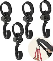 4pcs Stroller Hooks, Walker Hooks Wheelchair Hanging Hooks, 360° Rotation Baby Stroller Hooks Stroller Hanger Diaper Bag Hanger Stroller Bags Purse Organizer Stroller Wheelchair Walker Accessories.
