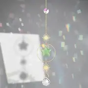 Sahoottie Green Aventurine Crystal Sun Catcher for Window Green Star Sun Catcher Hanging Crystal for Window Garden
