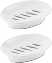 Soap Dish with Drain Soap Holder Easy Cleaning Soap Saver Dry 2-Pack