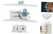 Corner Wall Shelf Set of 3, Floating Corner Shelves for Wall, Rustic Wood