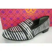Tory Burch Evette Striped Patent Penny Loafer Flats SZ 5 $325 NIB