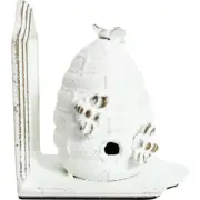 Handcrafted Bee Hive Book End Whitewash Metal Single