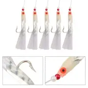 Long lasting Pack of 5 Soft Fishing Lure Rigs Bait Jigs Feather Herring Bait