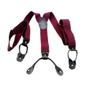 Wine Red Color Button Holes Link Men's Suspender Adjustable Length Brand New