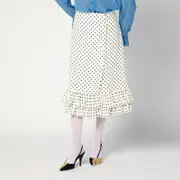 [Valentino] Ivory polka-dot skirt with ruffles 40 IT White
