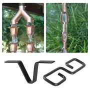 Rain Chain Gutter Adapter V-Shaped Rain Chain Adapter With S-shaped Hook Black