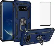 Phone Case for Samsung Galaxy S10e with Tempered Glass Screen Protector Ring Holder Cover Magnetic Stand Protective Shockproof Cell Accessories Glaxay S 10e Gaxaly 10se Galaxies Se10 Women Men Blue