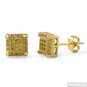 Mens Canary Lemonade Cubic Zirconia Gold Stud Earrings
