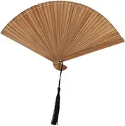 Ciieeo Decorative Handheld Bamboo Fan Vintage with Tassel and Bag