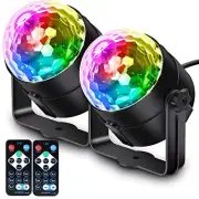 2 Pack Sound Activated DJ Disco Ball Strobe Light with Remote Control for Party