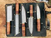 Handmade Damascus Chef knife set of 5Pcs Kitchen knives Gift for Father gift for
