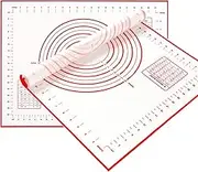 Silicone Baking Mat Small (11.8'x15.7') with Measurement Indicators, Non-Slip, Pastry Mat Sheet for Dough Pie Crust Rolling Mats for Making Cookies, Macarons, Bread, Baking Supplies - Pack of 2