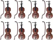 8Sets Mini Violins Ornament Miniature Violins Model with Stand Case for Home Decoration Violin Office Dummy Desktop