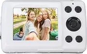 1080P Digital Camera, 16MP 16X Zoom Autofocus Compact Camera with 2.4in LCD Screen Portable Digital Cameras for Beginners (White)