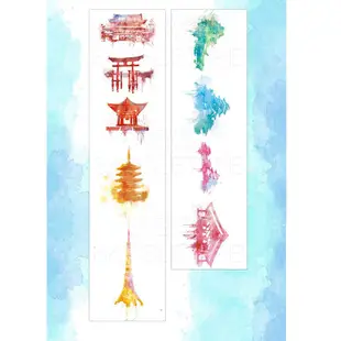 【CHL】天空島 水彩 世界 路過 全世界 旅行 建築 地標 色彩 和紙膠帶 紙膠帶