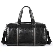 Multifunctional Leather Duffel Bag for Travel - Crocodile Print