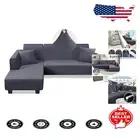 L Shape Sofa Couch Covers for 3+3 Seaters with Non-Slip Design - Light Grey