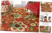 Red Floral 4x6 Washable Area Rugs - Christmas Rug Throw Soft Rug 4'x6' 2-coral