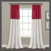 1pc 40"x84" Light Filtering Farmhouse Linen Button Curtain Panel Red - Lush
