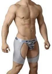 Pikante 8440 Silver Black Camo Pole Dance Thong Boxer Brief Large L