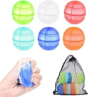 Reusable Water Balloons – Self-Sealing Silicone Water Bombs for Kids & Adults, Quick-Fill Splash Balls for Summer Fun – Outdoor Pool Party, Beach, Backyard Games, Swimming Play (6)