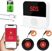 DAYTECH WiFi Smart Caregiver Pager Call Button for Seniors Wireless S0S Emergency Buttons Calling Alert System, 2 Transmitters + 1 Receiver(only Supports 2.4GHz Wi-Fi)