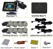 8 Parking Sensor Parktronic Car Automobile Reversing Backup Radar Electronics Rear Auto Detector Backing Assistance Kit Buzzer Ti Golden