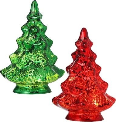 Regency International 5" Led/Bty TMR Glass Tree, Set of 2, Assortment