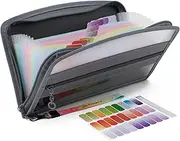 NAFY Small Accordion File Organizer, A5 Check Size 13 Pockets Coupon Receipt Holder Organizer with Zipper, 11X7 Inches Accordion Expanding Folder Wallet for Coupon, Receipt, Bills, Cash(Black)