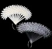 yueton 2 Sets 240 Tips White and Transparent Nail Art Design Plastic Polish Board Display Practice Sticks Wheel with Metal Split Ring Holder