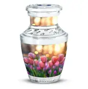 Crimson Solace Tulip 3 Inch Small Ashes Keepsake Urns For Adult Male & Female