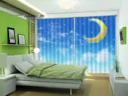 Moon Like Crescent 3D Curtains Blockout Photo Printing Curtains Drape Fabric