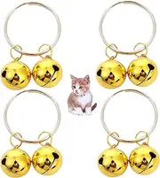 NXPpiULeh 4 Pcs Extra Loud Cat Bells Dog Bells for Collars Bells, Pet Tracker Bells Metal Pet Bells for Dogs Cats Harness Training Pet Collar Charm and Accessorie, Golden, One Size, Copper, No