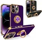 Shockproof Case For iPhone 14 Pro Max Hybrid Plating Rugged Cover+Golden Ring