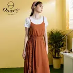 【OUWEY 歐薇】輕甜設計壓褶蕾絲吊帶假兩件洋裝3222067045(磚)