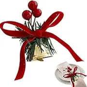 Pines Cone Napkin Rings, Christmas Pine Cones Holiday Napkins Ring, Napkin Holder Organization, Bell Accent, Setting Decoration, Ideal for Thanksgiving, Winter Parties