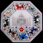 12" Octagon White Marble Coffee Table Mop Taj Mahal Design Handmade Elephant Dec