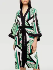 NEW PETER ALEXANDER STRETCHY VISCOSE GEO PRINT JERSEY GOWN M RRP$119
