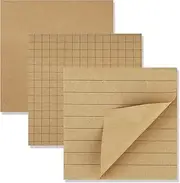 3 Pack Aesthetic Sticky Notes 3 x 3 Inches With Lines Grids - Cute Neutral Lined Memo Pads for Home Office School, 80 Sheets/Pad, Brown
