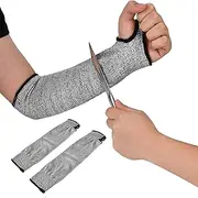 [Huraoerrrr] Cut Resistant Sleeves, 2PCS 14 Inch Level 5 Safety Arm Protectors with Thumb Hole, Breathable Elastic Arm Sleeves, Guards for Biting, Gardening, Welding, Kitchen