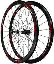 28" 700C Road Bike Wheelset Double-Walled Alloy Wheel Rims 20/24H Sealed Bearing Hub Disc Brake Quick Release 7-11Speed (Color : Red)