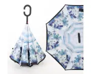 Windproof Upside Down Reverse Umbrella Double Layer Inside-Out C-Handle [Colour: PAINT]