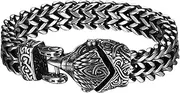 [OIDEA] Viking Bracelet for Men: Norse Celtic Knot Wolf Head Bracelet Stainless Steel Franco Cuban Link Chain Bracelet Viking Jewelry Gifts for Men and Women