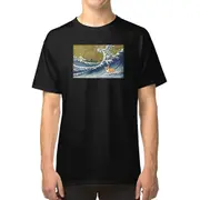 Corgi dog surfing The Great Wave T-shirt