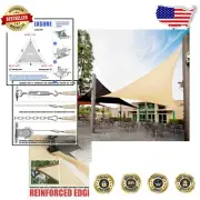12' Beige Triangle Sun Shade Sail - 95% UV Protection for Elegant Outdoor Spaces