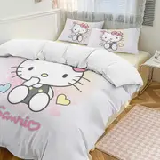 v170 Hello Kitty 3-Piece Twin Bed Set - Includes 1 Single Comforter And 2 Pillowcases Bedding - Fade Resistant Microfiber - Hello Kitty io170