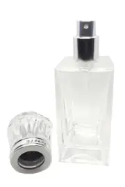 50ml Empty Glass Perfume Spray Bottle Atomizer Refillable Crystal Cap Silver